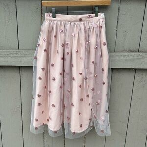 NWT Unique Vintage Magnolia Park Tulle Sequin Hearts Skirt Retro Pinup Feminine